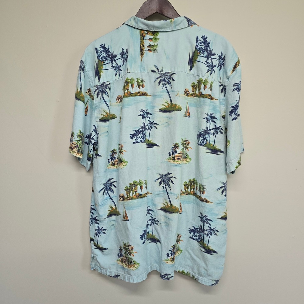 Joe Marlin Tropical Island Shirt Mens XXL Blue Palm Tree Rayon Blend Beachy Boho - Picture 3 of 9